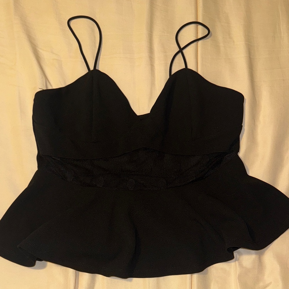 SHEIN Black Mesh Detail Top